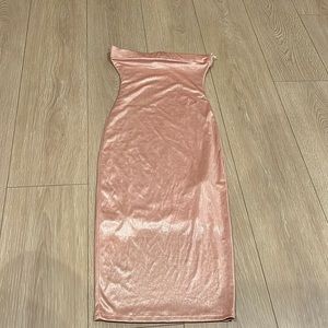 Black Bead Rose Gold Velvet Tube Dress